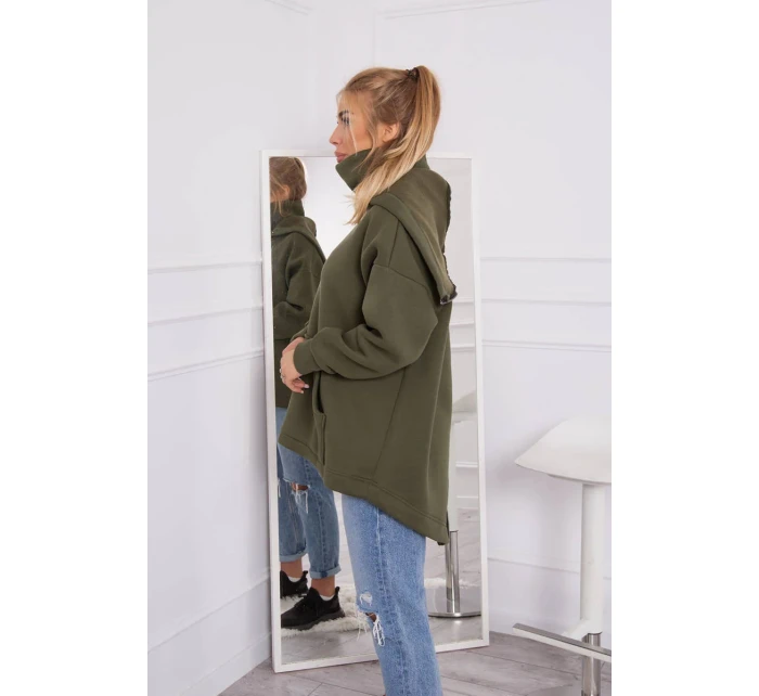 Zateplená mikina so zipsom na chrbte vo farbe khaki