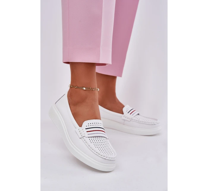 Dámské Kožené Mokasíny Bílé model 21696947 - EVENTO