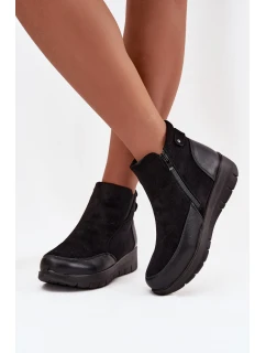 Dámské kotníkové boty na zip kožešinou Černé model 21714328 - Boto