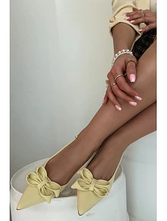 Dámské sandály na podpatku s mašlí Žluté Jonera