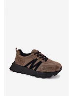 Dámské kožené semišové tenisky na platformě Vinceza 41520 tmavě zelené