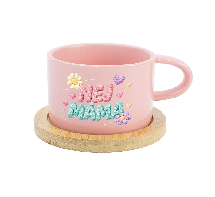 NEJ MÁMA - růžový hrníček makronka 200 ml