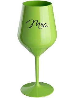 MRS. - zelená nerozbitná sklenice na víno 470 ml