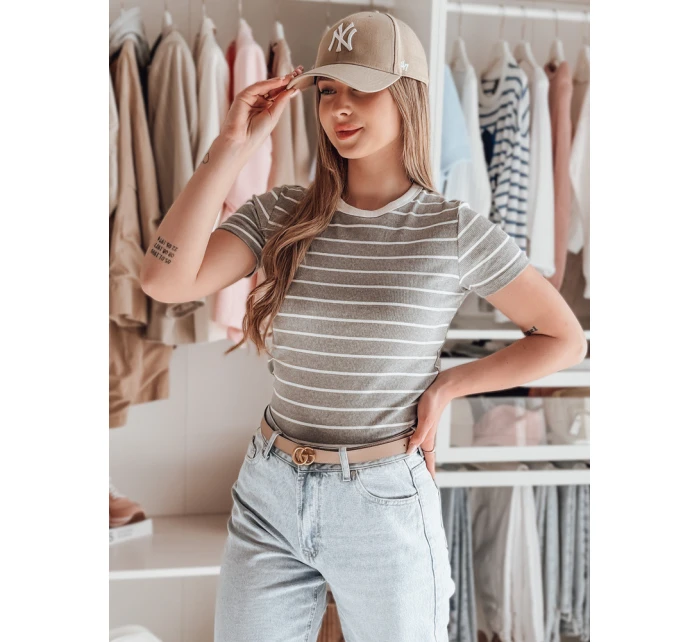 Dámské základní pruhované tričko šedé Dstreet model 21986862 - FashionStreet
