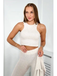 3dielny set blúzka, top a legíny béžová melanž