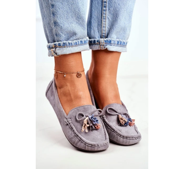 Mokasyny Damskie Zamszowe Modne Szare Donna Mia Mokasyny Damskie Zamszowe Modne Szare Donna Mia