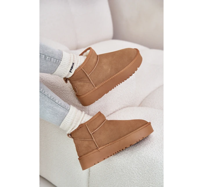 Skórzane Zamszowe Śniegowce Na Platformie Camel Nereviana Skórzane Zamszowe Śniegowce Na Platformie Camel Nereviana