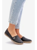 Eleganckie Skórzane Espadryle Damskie Zazoo 10177 Czarne Eleganckie Skórzane Espadryle Damskie Zazoo 10177 Czarne
