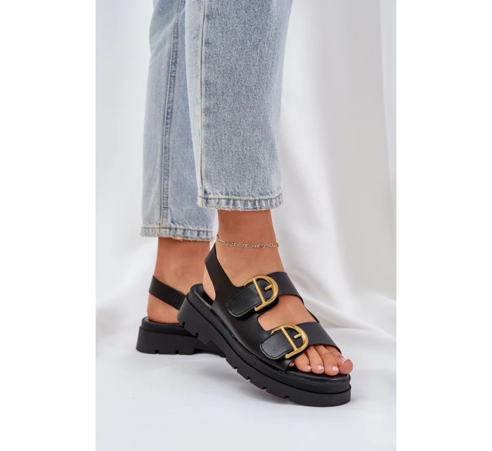 Eko Kožené Sandály S Přezkami Černé model 21684634 - Boto Eko Kožené Sandály S Přezkami Černé model 21684634 - Boto