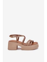 Skórzane Sandały Damskie Maciejka 06990-25 Złote