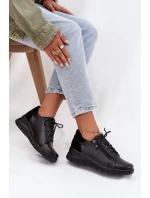 Skórzane Półbuty Damskie Na Koturnie Vinceza 39964 Czarne