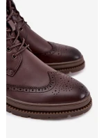 Pánske kožené členkové topánky Lee Cooper - hnedé Pánske kožené členkové topánky Lee Cooper - hnedé