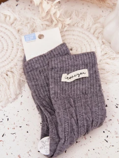 Dámske teplé ponožky s vlnou - tmavosivé