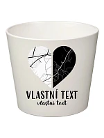 Biely keramický kvetináč – dve mapy v tvare srdca – malý Biely keramický kvetináč – dve mapy v tvare srdca – malý