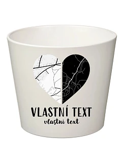 Biely keramický kvetináč – dve mapy v tvare srdca – malý