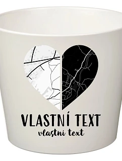 Biely keramický kvetináč – dve mapy v tvare srdca – malý