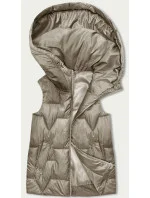 Béžová dámska vesta s kapucňou (B8171-12)