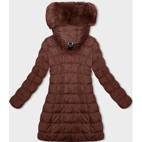 Dámska zimná bunda v tehlovej farbe s kapucňou (LHD-23013)