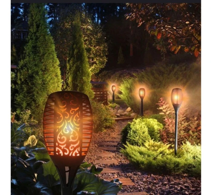 SOLÁRNA BATERKA TANCUJÚCE PLAMENE 12X12X78CM 36 LED XXXL