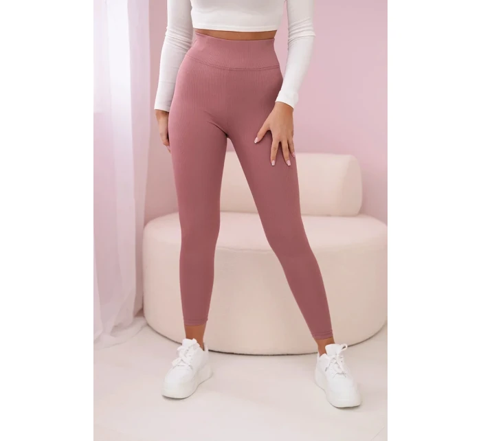 Pruhované legíny tmavo ružové