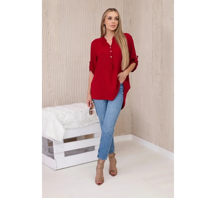 Blúzka s predĺženým chrbtom Burgundská