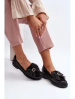 Dámské lakované mokasíny s mašlí model 21648033 černé - Laura Messi