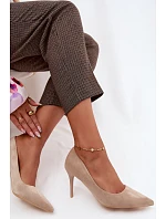 Umelé kožené podpätky Suede Beige Tropessa