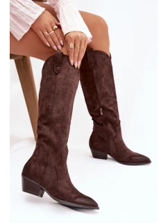 Dámské kovbojky na podpatku – čokoládové model 21837045 - Kesi