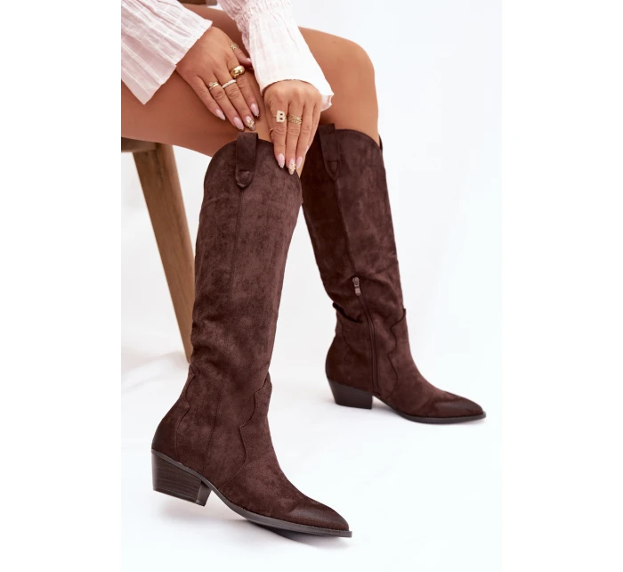 Dámské kovbojky na podpatku – čokoládové model 21837045 - Kesi