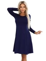 model 21318841 Pohodlné trapézové šaty s dlouhými rukávy tmavě modré - numoco model 21318841 Pohodlné trapézové šaty s dlouhými rukávy tmavě modré - numoco