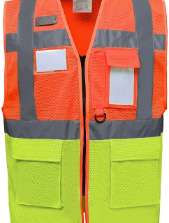 Yoko HVW 820 Hi-Vis sieťovaná bezpečnostná vesta 79.W820 hi vis oranžová/hi vis žltá