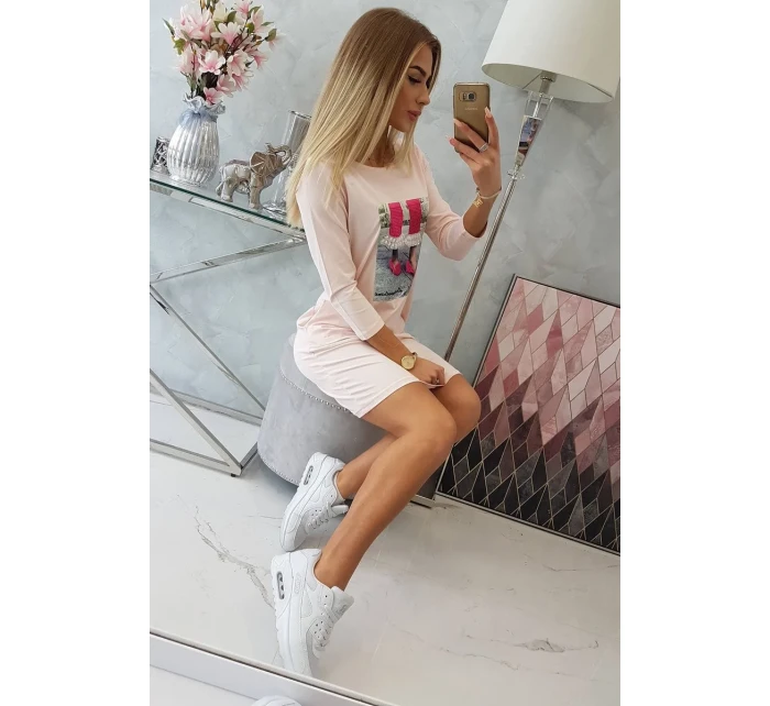 3D grafické šaty so zirkónmi v ružovej farbe 3D grafické šaty so zirkónmi v ružovej farbe