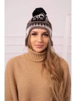 Rosa dámská čepice s bambulí model 18752417 - K-Fashion Rosa dámská čepice s bambulí model 18752417 - K-Fashion