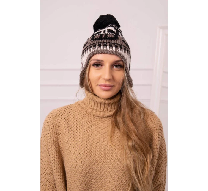 Rosa dámská čepice s bambulí model 18752417 - K-Fashion Rosa dámská čepice s bambulí model 18752417 - K-Fashion