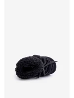 Ciepłe Botki Śniegowce Dziecięce Wiązane Czarne Asija Ciepłe Botki Śniegowce Dziecięce Wiązane Czarne Asija