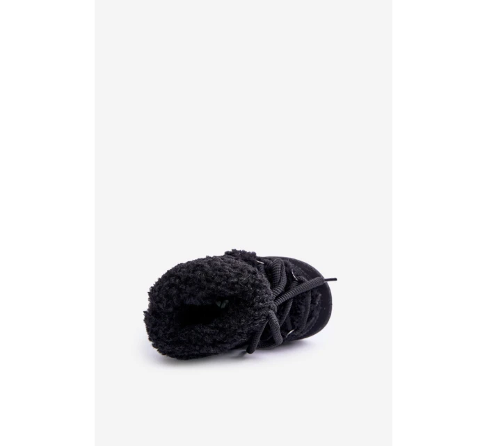 Ciepłe Botki Śniegowce Dziecięce Wiązane Czarne Asija Ciepłe Botki Śniegowce Dziecięce Wiązane Czarne Asija