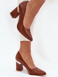 Skórzane Czółenka Lewski 3117 Ciemnobrązowe