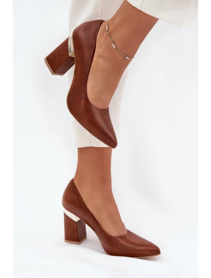 Kožené Lodičky Lewski model 21704050 Tmavě hnědé - Boto