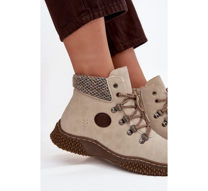 Ocieplane Botki Trapery Damskie Jasnobeżowe Zenaya Ocieplane Botki Trapery Damskie Jasnobeżowe Zenaya