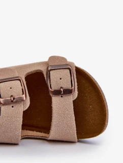 Detské sandále na korkovej platforme, zapínanie na suchý zips, béžová Rorria