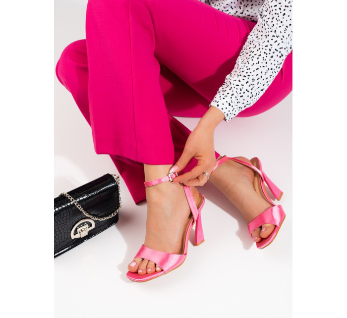 Výborné sandále ružové dámske na ihličkovom podpätku
