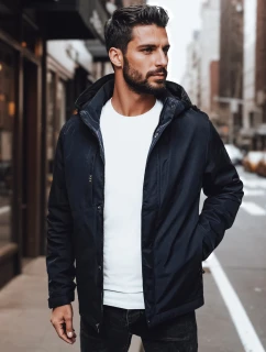 Pánska prechodná bunda s kapucňou FashionStreet tmavomodrá TX4996