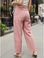 Dámske nohavice s vysokým pásom v ružovej farbe FashionStreet UY2904