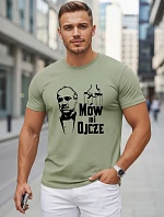 Pánske bavlnené tričko s klasickou potlačou v zelenej farbe FashionStreet NX5145R