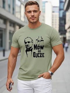 Pánske bavlnené tričko s klasickou potlačou v zelenej farbe FashionStreet NX5145R