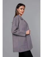 Krátký šedý vlněný přehoz přes oblečení typu alpaka model 18059145 - MADE IN ITALY