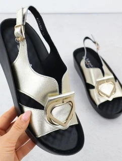 Dámske kožené sandále na platforme zlaté S.Barski KV51-031