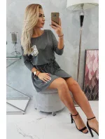 Flitrové šaty s vreckami v grafitovej farbe