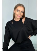 3-dielna sada mikina + top + legíny čierna