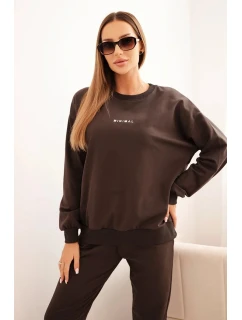 Dámska bavlnená súprava s potlačou Minimal brown